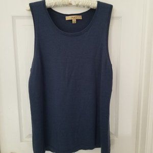 XL Motto ultrafine blue merino wool sleeveless sweater